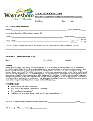 Trip Registration Form