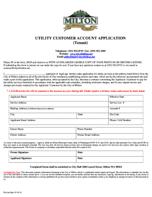 Utility Customer Account Application