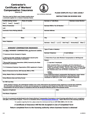 Virginia Contractor's Workers' Compensation Insurance Form