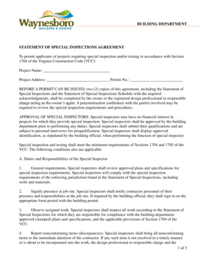 Virginia Special Inspections Agreement