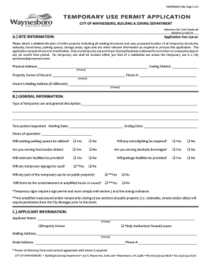 Immunization record form pdf - TEMPORARY USE PERMIT APPLICATION - waynesborovaus