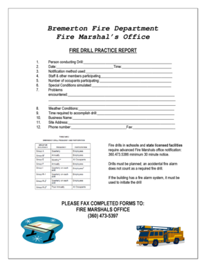 How do fema checks look - FIRE DRILL PRACTICE REPORT - ci bremerton wa