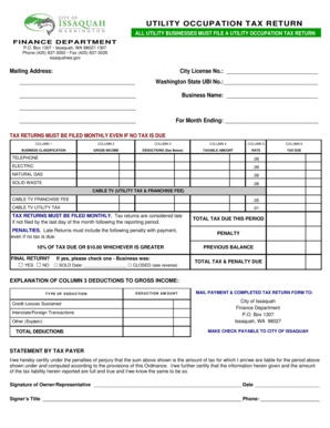 Utility Tax Form - Issaquah WA - ci issaquah wa