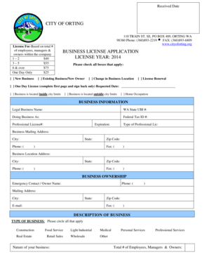 Car parking agreement format - CITY OF ORTING LICENSE YEAR 2014 - cityoforting