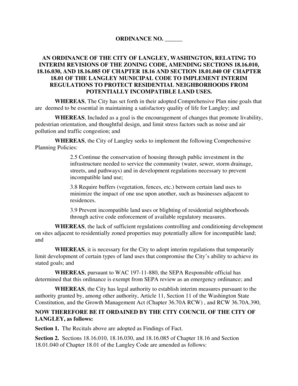 AN ORDINANCE OF THE CITY OF LANGLEY, WASHINGTON, RELATING TO INTERIM REVISIONS OF THE ZONING CODE, AMENDING SECTIONS 18 - langleywa