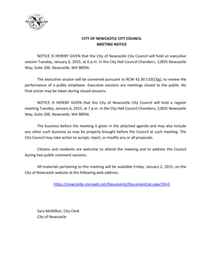 Vehicle lease agreement template - NOTICE IS HEREBY GIVEN that the City of Newcastle City Council will hold an executive - ci newcastle wa