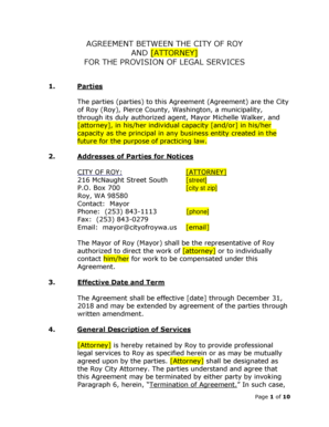 Lawn tennis score sheet - AGREEMENT BETWEEN THE CITY OF ROY AND ATTORNEY FOR THE - cityofroywa