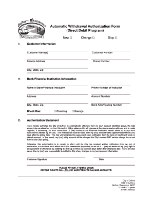 Utility Billing Direct Debit Program
