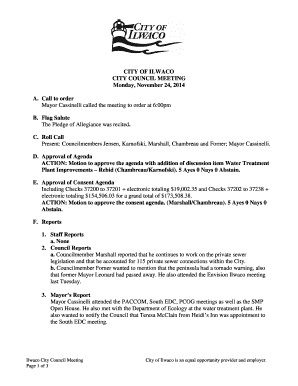 Author's note example - ACTION Motion to approve the agenda with addition of discussion item Water Treatment - ilwaco-wa