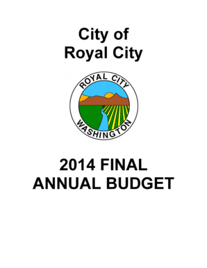 City of Royal City 2014 FINAL ANNUAL BUDGET MESSAGE FROM THE MAYOR This proposed budget for the fiscal year 2014 includes the following important items - royalcitywa