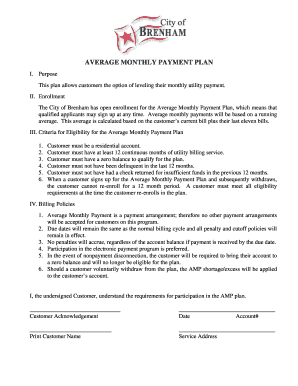 Average Monthly Payment Plan Enrollment Form