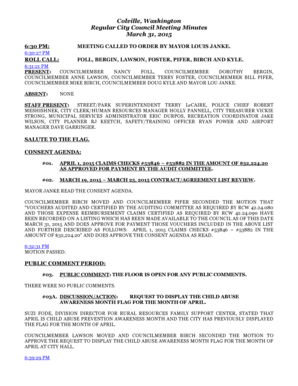 Meeting agenda template - Colville Washington Regular City Council Meeting Minutes - colville wa