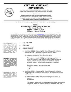 Minutes of meeting template with action items - Council Packet 10132014 - kirklandwa