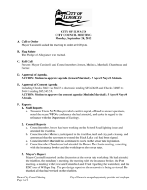 Child care verification form - Present: Mayor Cassinelli and Councilmembers Jensen, Mulinix, Marshall, Chambreau and - ilwaco-wa