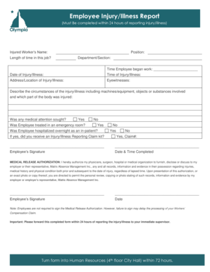 Hc1 form - Employee InjuryIllness Report - Olympia WA - olympiawa