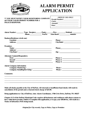 Alarm Permit Application