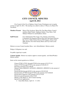 Newspaper template word - CITY COUNCIL MINUTES April 18 2012 - Ephrata - ephrata