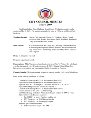 Financial table pdf - CITY COUNCIL MINUTES May 6 2009 - Ephrata - ephrata