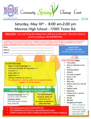 Community Cleanup Event Release Form