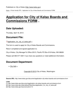 Job proposal template - Application for City of Kelso Boards and Commissions FORM - kelso