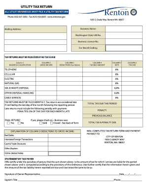 Average return on 401k - UTILITY TAX RETURN - Renton