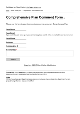 Sales call report - Comprehensive Plan Comment Form - kelso