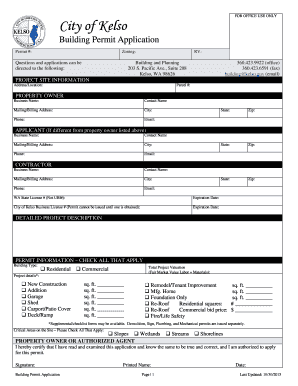 Outline template word - FOR OFFICE USE ONLY City of Kelso Building Permit Application Permit #: Zoning: Questions and applications can be directed to the following: RV: Building and Planning 203 S