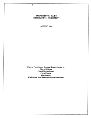 AUGUST 2004 MEMORANDUM AGREEMENT AMENDMENT To The 1-90 - mercergov