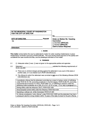 Order on Motion Re Vacating Conviction