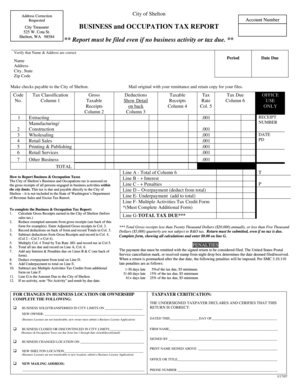City of Shelton Business and Occupation Tax Report