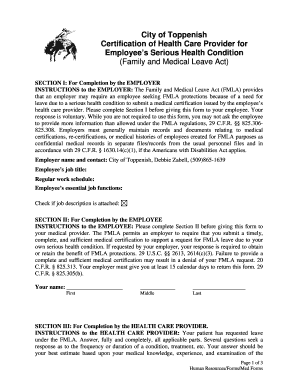 FMLA Certification of Health Care Provider