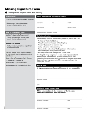 Sample reference for project - Missing Signature Form - WA Secretary of State - sos wa