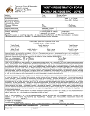 Skilled nursing note examples - YOUTH REGISTRATION FORM FORMA DE REGISTRO - City of Toppenish - cityoftoppenish