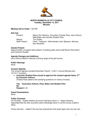 Google docs worksheet template - Mayor Don Stevens, Councilors Charles Pace, Jerry Arthurs, - northbonneville