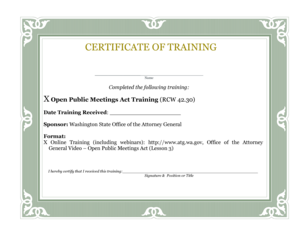 Completed the following training