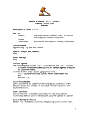 Standard memo format - Mayor Don Stevens, BreAnna Porter, Jim Runkles, - northbonneville