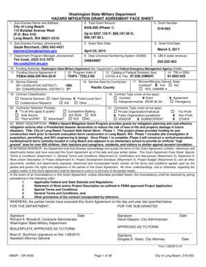 Organisation profile sample - HAZARD MITIGATION GRANT AGREEMENT FACE SHEET - longbeachwa