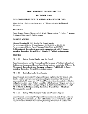 Sign up sheet - CALL TO ORDER PLEDGE OF ALLEGIANCE AND ROLL CALL - longbeachwa