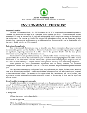Environmental Checklist Form