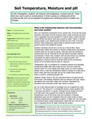 Soil Temperature, Moisture and pH Measurement Form