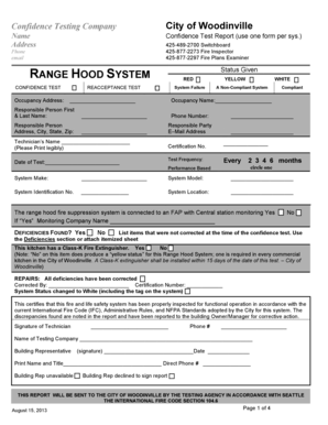 Range Hood Fire Suppression System Confidence Test Report