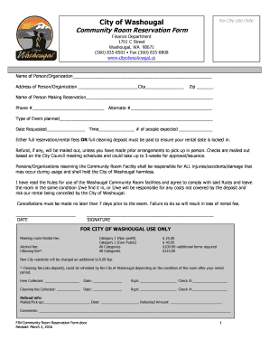 Pregnancy risk assessment template - For City Use Only: City of Washougal Community Room Reservation Form Finance Department 1701 C Street Washougal, WA 98671 (360) 8358501 Fax (360) 8358808 www