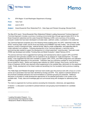 Executive update template - Green River and Duwamish Watershed Pollutant Loading Assessment PLA Green River and Duwamish Watershed water improvement project - ecy wa