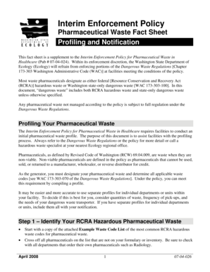 Survey form pdf - 0704026 Pharmaceutical Waste Profiling and Notificationdoc - ecy wa