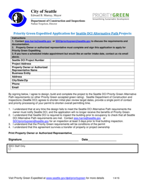 Packing slip - Seattle DCI - Priority Green Application for Alternative Path - seattle