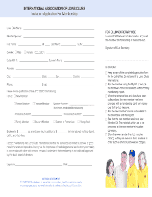 Lions Clubs International Membership Application