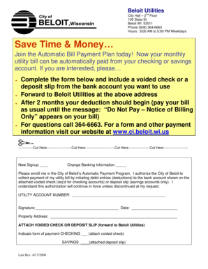 Beloit Utilities Automatic Bill Payment Form