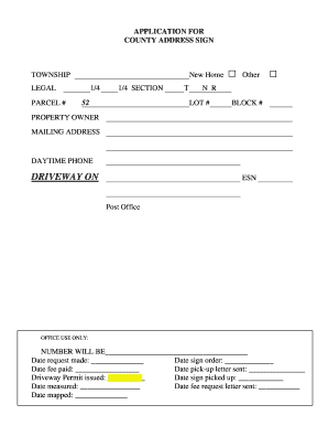 County Address Sign Application