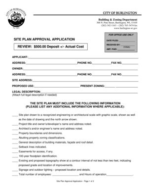 Fillable Online Site Plan Approval Application - 2014 Fax Email Print ...