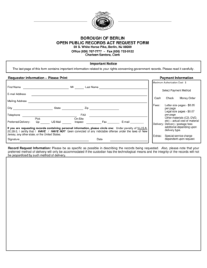 New Jersey Open Public Records Act Request Form